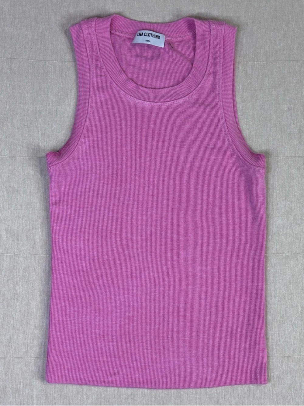 LNA Clothing Ribbed Tank Top Pink Fitted Stretch Essential Layer Size S